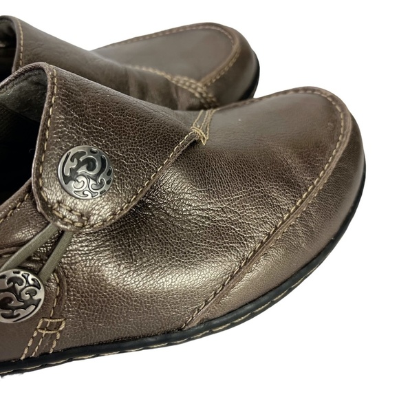 CLARKS BENDABLES Metallic Bronze Loafers Flats Genuine Leather Slip On Shoes  7 - Picture 4 of 16